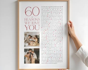 60th Birthday Gift for Mom or Dad, Personalized Poster with Photos for 60th Party, Milestone Celebration Birthday Gift for 60 Year Old Man