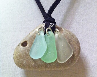 Pretty Beach Sea Glass & Stone Necklace