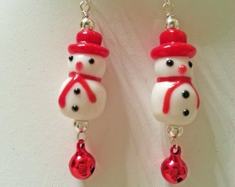 Adorable Snowman & Jingle Bells Earrings