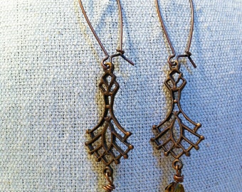 Very Cool Vintage 1920 Metal Stampings Earrings