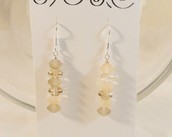 Pretty Sandstone Colored Sea Glass Earrings