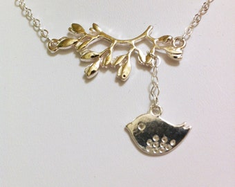 Adorable Birdie in Tree Necklace