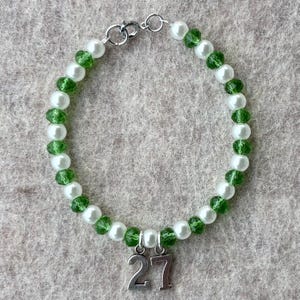 The Hulk Bracelet – #27 F1-Inspired Beaded Bracelet in Green Crystal & Pearl