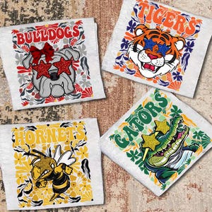 Custom Team Mascot Shirt, Floral School Spirit Mascot Tee, Game Day Football, Football Sports Teams, Cheer Leader Tee, Eagles Bears Gators
