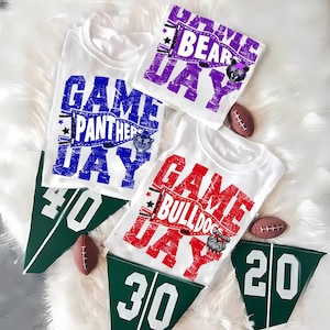 Custom Game Day Mascot Custom Tee, School Spirit Shirt, Matching Team Tee, Homecoming Pennant, Custom Color School Mascot Shirts