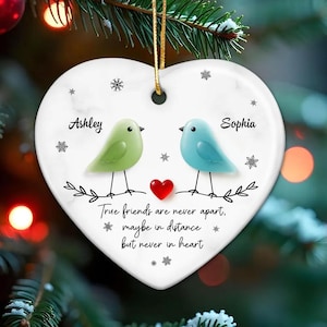 2D Custom Besties Sea Glass Ceramic Ornament, Besties Decor Gift, Christmas Tree Decor for Best Friends, Timeless Friendship Christmas