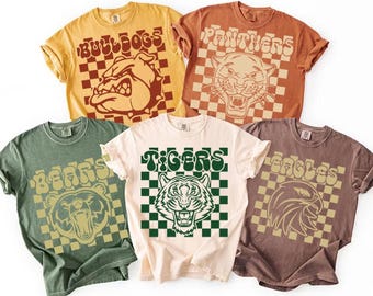 Custom School Mascot Game Day Retro Checkered Design PNG, Custom School PNG, Custom Mascot PNG, Personalized Football Png, School Spirit Png