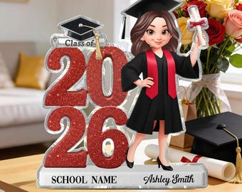 Personalized Graduation Acrylic Plaque 2026, Custom Graduate Name School, Class of 2026 Gift, Graduation Keepsake, College Grad Desk Decor