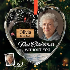 Custom Photo Memorial Ornament, Dad Remembrance Christmas Ornament, Memorial Day Glass Ornament, Mom Loss Ornament, Loss of Father Gift