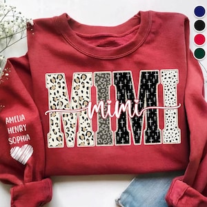 Christmas Mimi Shirt PNG, Grandkids On Sleeve (Digital Download)