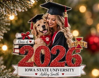 Custom Photo Graduation Ornament, Class of 2026 Photo Ornament, Senior Christmas Gifts, College High School Grad Gift, Mastered It Ornament