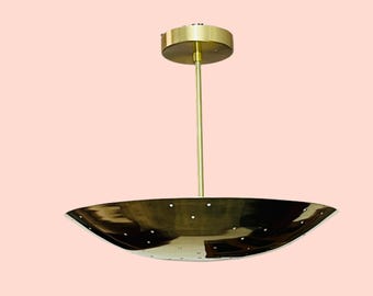 Lámpara de techo empotrada elegante de 6 luces - Lámpara colgante Sputnik de latón crudo de mediados de siglo
