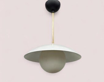 Lámpara de techo semiempotrada de latón con globo de cristal colgante, lámpara de araña moderna de mediados de siglo hecha a mano, aplique de pared