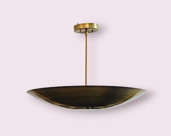 Elegante lámpara de techo empotrada de 6 luces | Lámpara de araña Sputnik de latón crudo de mediados de siglo | Lámpara colgante de latón
