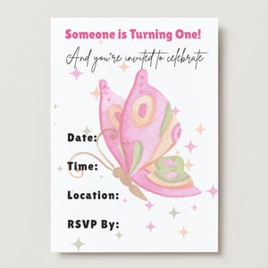 1st Birthday Party Butterfly Invitation
