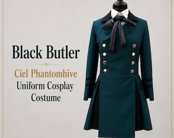 Ciel Phantomhive Inspired Cosplay Costume – Black Butler Emerald Coat Anime Victorian Anime Suit