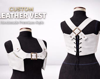 Custom Leather Vest - Anime Inspired Dark detective Style