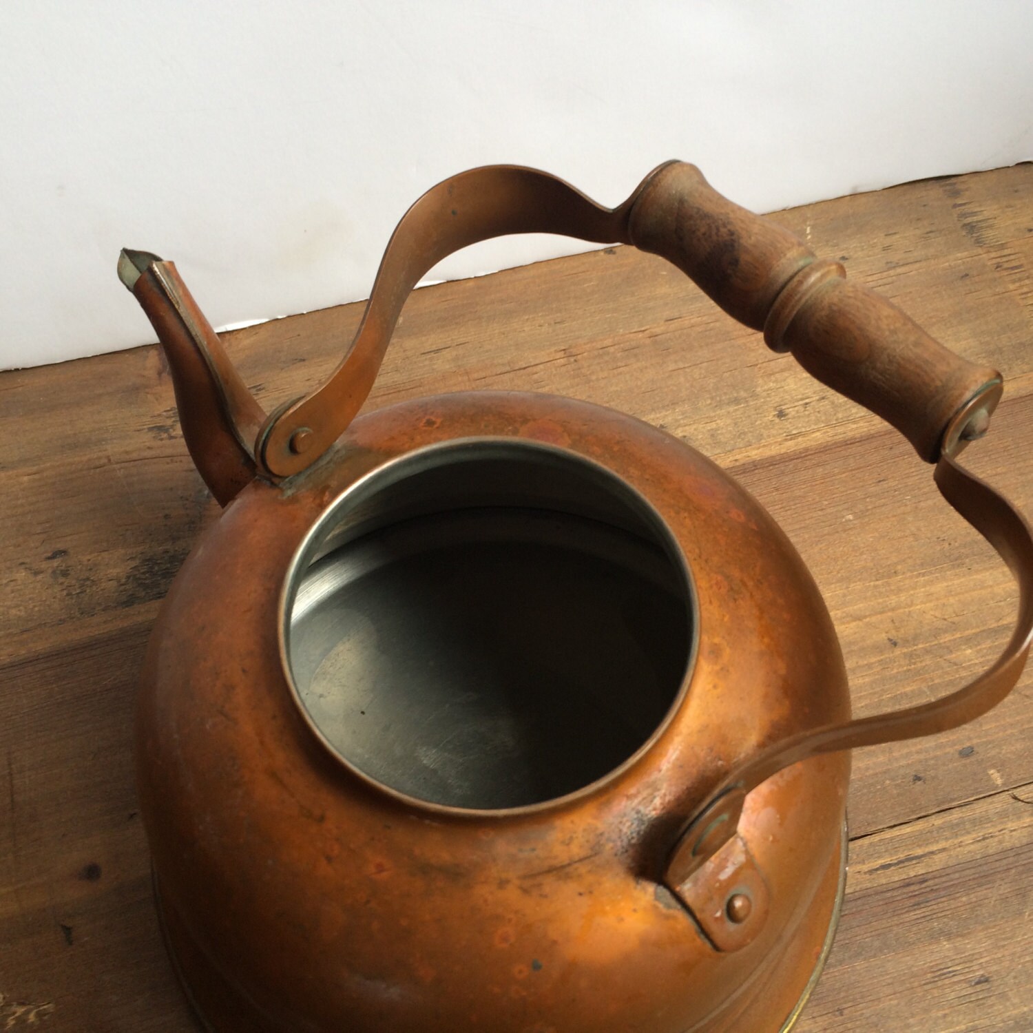 Solid Copper Teapot Tea Kettle Vintage Old Dutch Wooden Handle Etsy