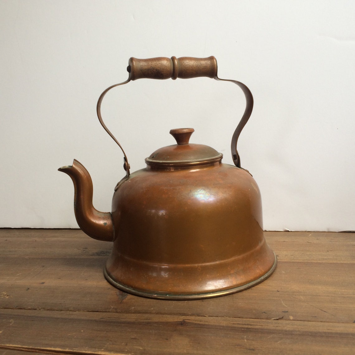 Solid Copper Teapot Tea Kettle Vintage Old Dutch Wooden Handle Etsy