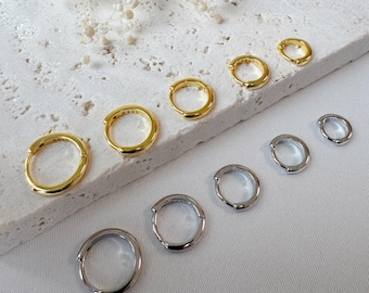 Minimale Huggie-oorringen 925 sterlingzilver, goud of zilver clickers voor kwab, kraakbeen en tragus, hypoallergeen, klaar voor cadeau