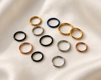 20G/18G/16G Titanium Hinged Segment Nose Ring, Hypoallergenic Hinged Hoop, Lightweight 6-12mm, Rose Gold/Silver/Black/Gold/Blue