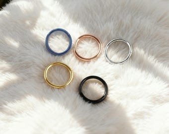 20G/18G/16G Titanium Hinged Segment Nose Ring, Hypoallergenic Hinged Hoop, Lightweight 6-12mm, Rose Gold/Silver/Black/Gold/Blue