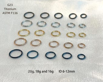20G / 18G / 16G Titan Klappsegment Nasenring, hypoallergen, Leichtgewicht 6-12 mm, Rosegold / Silber / Schwarz / Gold / Blau
