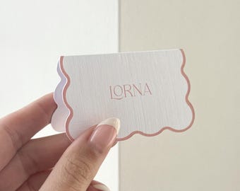 Pink Wavy Folded Place Cards | Minimalist Party Name Cards | Baby Shower
