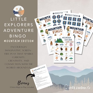 Little Explorers Adventure Bingo – Mountain Edition | Kids Travel Game, Nature-Themed Printable for Road Trips, Homeschool & Summer Fun