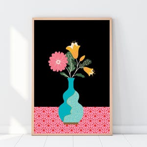 Colorful floral vase printable wall art | Modern boho botanical print | Flower artwork digital download | Instant home decor
