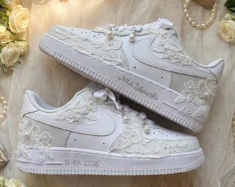 Bridal Sneakers, Pearl Sneakers, Floral Wedding Sneakers, Personalized Wedding Shoes