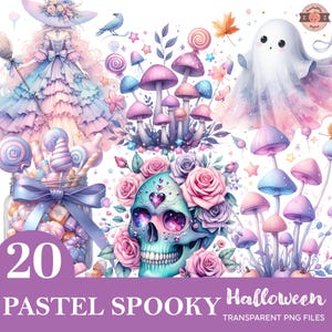 20 PNG Halloween Clipart Bundle, Pretty Creepy Png, Pastel Halloween Clipart, Watercolor Pastel Goth Png, Pastel Goth Clipart, Halloween Png