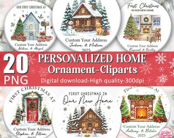 First Christmas Ornament Bundle, 20 Ornament Designs In Our New Home, Christmas Ornament Png, Personalised Ornament,  Christmas House Png
