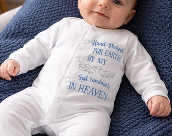Conjunto completo para bebé recién nacido con pijama, babero y edredón. Incluye una manta para abuelo, hermano, hermana y abuela, cuidadosamente seleccionada para el cielo. Personalizada.