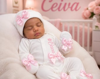 Newborn baby FULL SET sleepsuit hat mitts.EXTRAS  add a blanket or accessories set or  gift Box or  suitcase 2nd picture is original