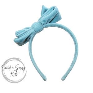 Light Teal Headband, Velvet Bow Headband, Hard Headband, Hair Accessories, Girls Headband, Toddler Headband, Velvet Headband, Bow Headband