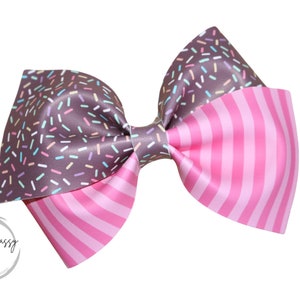 Cupcake Sprinkles Bow, 5 inch wide, faux leather bow, Sprinkles Bow, Girls Hair Clip, Baby Headband, Ice Cream Bow, Birthday Bow, Sweet One