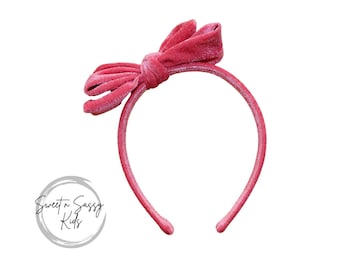 Rose Headband, Velvet Bow Headband, Hard Headband, Hair Accessories, Toddler Girls Headband, Toddler Headband, Velvet Headband, Pink Wedding