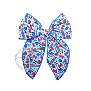Baseball Hair Bow, 5.5 inch, Sports Hair Accessory