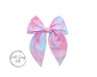 Cotton Candy Bow, Fable Hair Bow, 5.5 inch bow, Hair Bow, Fabric Bow, Girls Big Bow, Rainbow Hair Bow, Carnival Hair Bow, Mermaid, Sailor