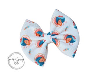 Turkey Hair Bow or Headband, 5 inch, Thanksgiving