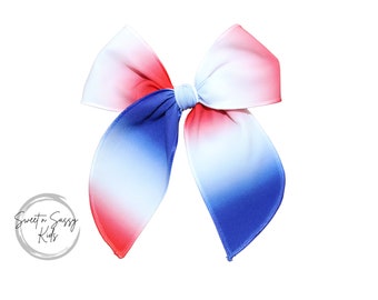 Ombre Red White Blue Bow, Fable Hair Bow, Independence, Patriotic Hair Bow, July 4th Bow, Military Bow, 4th of July Hair Bow, Memorial Day