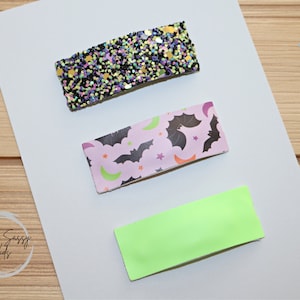Glow in the Dark Halloween Snap Clips, Choose One, Set of 3 Clips, Glitter Snap Clips, 2 inch clips, Bat Hair Clip, Toddler