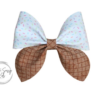 Pastel Sprinkles Fable Hair Bow, 4 inch bow, Faux Leather Bow, Sprinkles Bow, Baby Headband, Sprinkles Headband, Ice Cream Cone Bow, Party