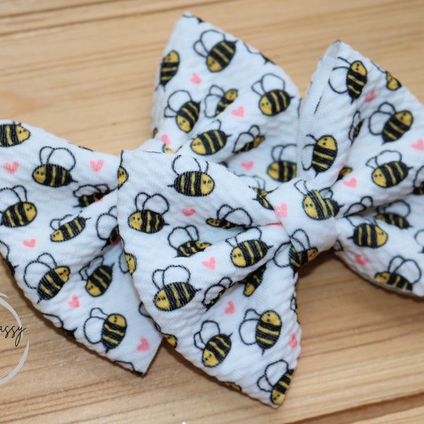 Bee Pigtail Set, 3.5" Bow, Hair Clip, Pigtail Bow Set, Toddler Hair Clips, Birthday Bow