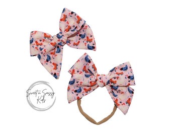 Chicken Hair Bow or Headband, Farm Animal Print, 3.5 Inch, Country Girl