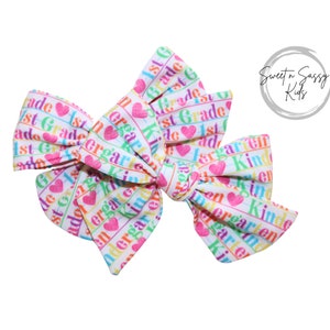 Grade Hair Bow, School Bow, Fabric Bow, 4.5 Inch Bow, Girls Bow, Schoolgirl Bow, Girls Hair Clip, Pigtail Bows, Kindergarten, First Grade