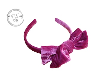 Mulberry Velvet Bow Headband, Girls Hair Accessory, Fall