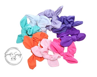 SWIM Bunny Ear Scrunchie, Solid Color Swim, Pool Bow, Beach Bow, Water Bows, Poolside, Swim Fabric, Swim Hair Tie, Pool Scrunchie, Women