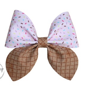 Sprinkles Fable Hair Bow, 4 inch bow, Faux Leather Bow, Sprinkles Bow, Baby Headband, Sprinkles Headband, Ice Cream Cone, Ice Cream Party